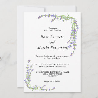 Invitation Simple élégant minimaliste floral lavande mariage