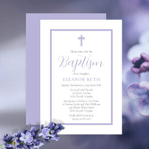 Invitation Simple Élégant minimaliste Lavender Girl Baptême