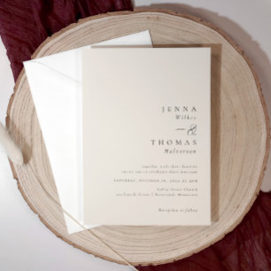 Invitation Simple Élégant Minimaliste Mariage Beige