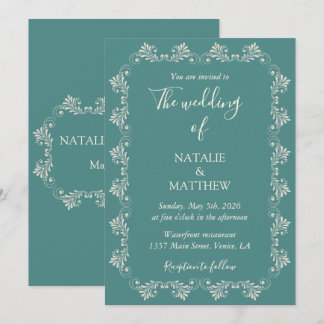 Invitation Simple, Élégant, Minimaliste, Ornement de Damas