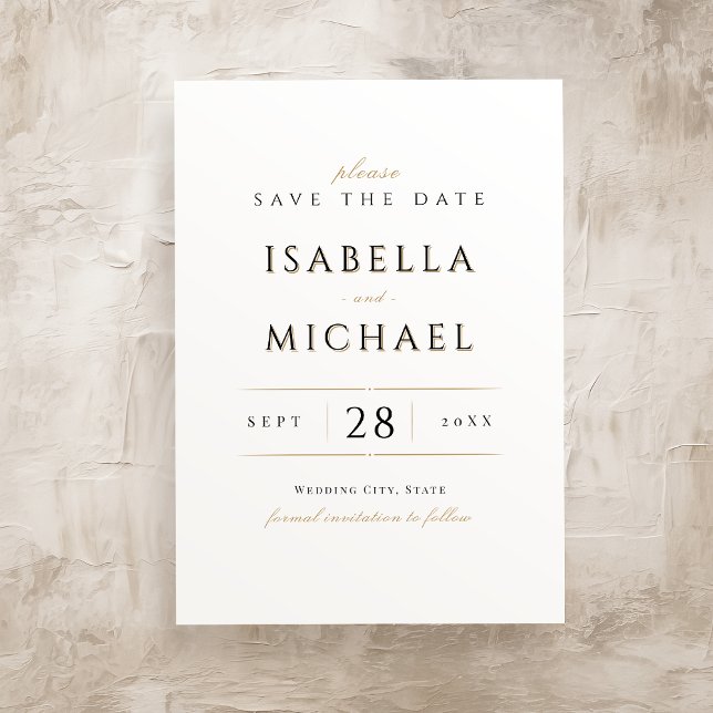 Invitation Simple Élégant Moderne Classique Luxe Économisez L (Simple Elegant Modern Classy Luxury Save The Date Invitation)