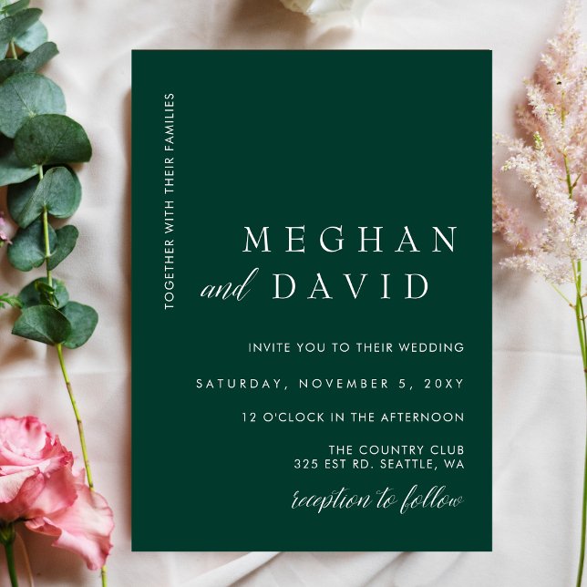 Invitation Simple Elégant moderne Mariage vert émeraude (Créateur téléchargé)