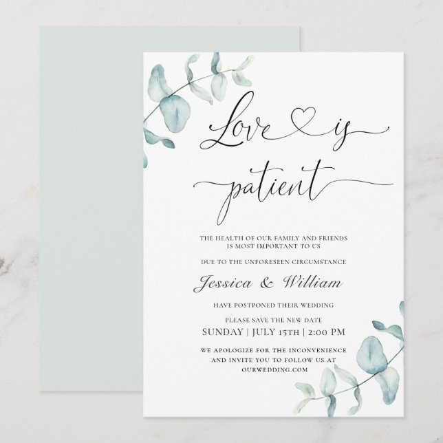 Invitation Simple Élégant Modifier la Date Aquarelle (Devant / Derrière)