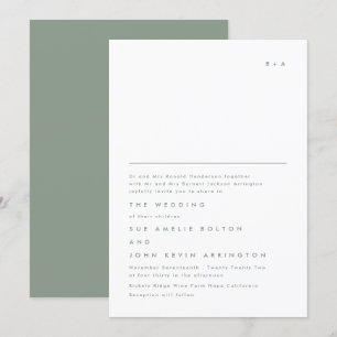 Invitation Simple Élégant Monogram Moss Mariage vert