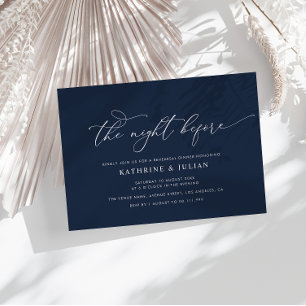 Invitation Simple Elegant Navy blue Rehearsal dîner