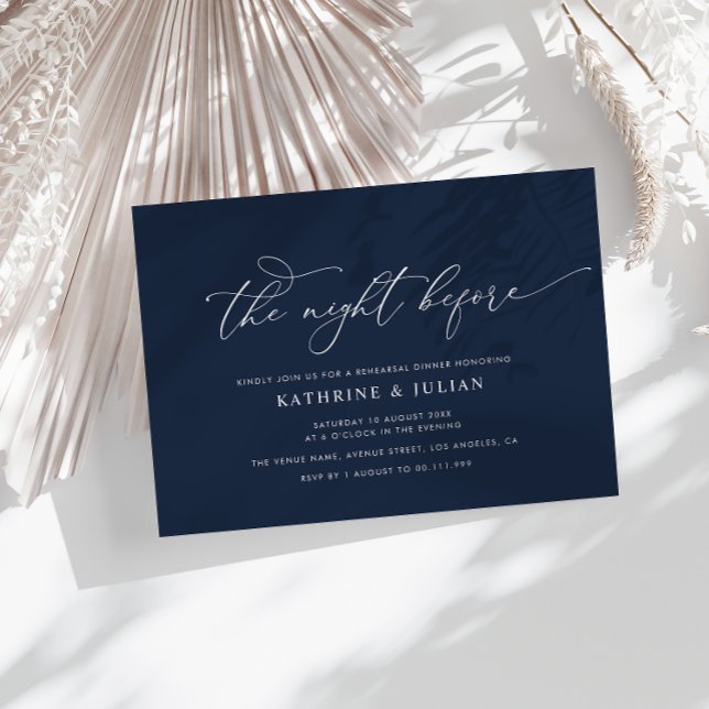Invitation Simple Elegant Navy blue Rehearsal dîner (Créateur téléchargé)