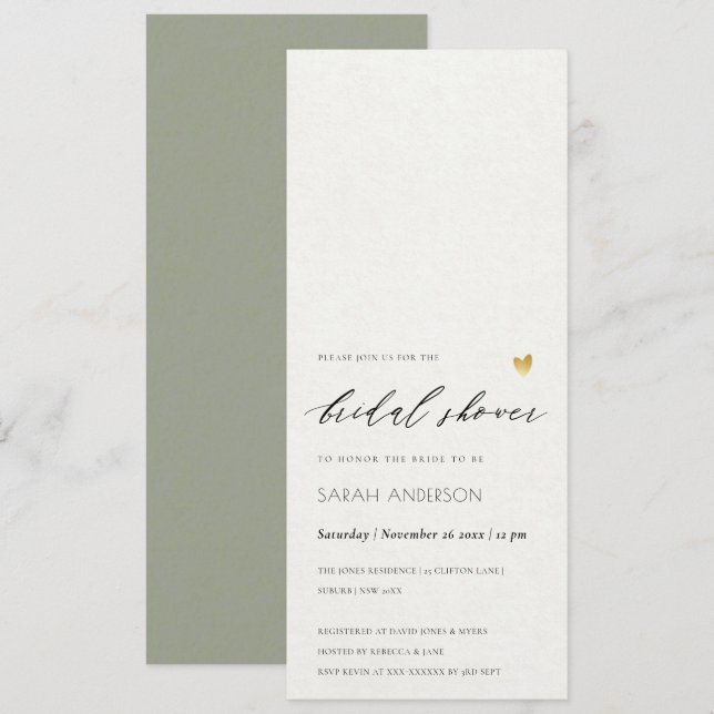 Invitation SIMPLE ÉLÉGANT OR GRET TYPOGRAPHIE Fête des mariée (Devant / Derrière)