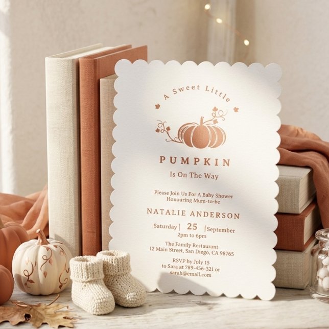 Invitation Simple Elegant Petit Baby shower Citrouille (Simple Elegant Sweet Little Pumpkin Baby Shower Invitation)