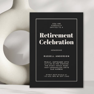Invitation Simple Elegant Retraite Party Noir