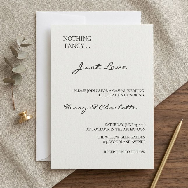 Invitation Simple Élégant | Rien de Fantaisiste Juste l'Amour (Créateur téléchargé)