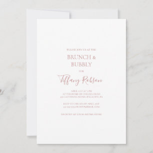 Invitation Simple Elegant Rose Gold Brunch et Bubbly Douche