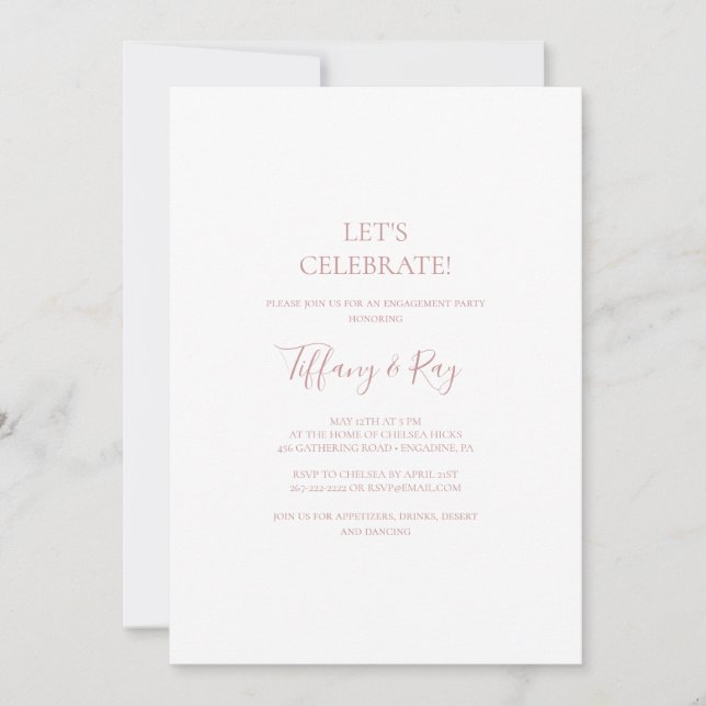 Invitation Simple Elegant Rose Gold Fêtons (Devant)