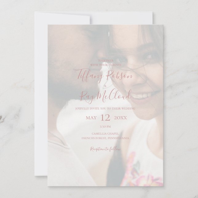 Invitation Simple Elegant Rose Gold Photo Décontracté Mariage (Devant)