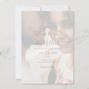 Invitation Simple Elegant Rose Gold Photo Décontracté Mariage