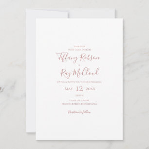 Invitation Simple Elegant Rose Or tout en un Mariage