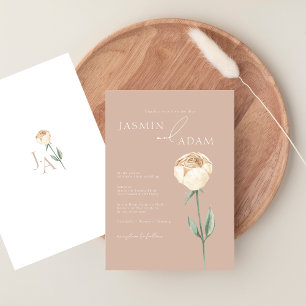 Invitation Simple Élégant Rose Pâle Or Rose Floral Mariage