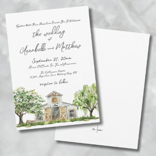 Invitation Simple Elegant rustique Pays Mariage de grange