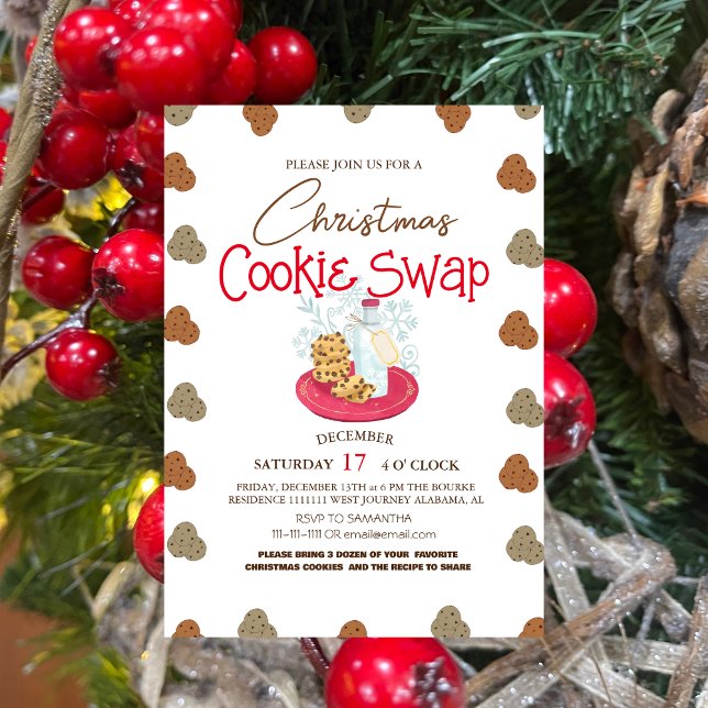 Invitation Simple élégant Script Cookie swap Noël Party (Créateur téléchargé)
