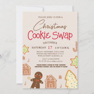 Invitation Simple élégant Script Cookie swap Noël Party