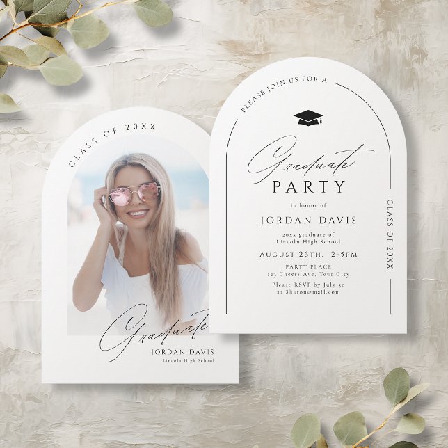 Invitation Simple Élégant Script Moderne Arch Graduation (Simple Elegant Script Modern Arch Graduation Invitation)