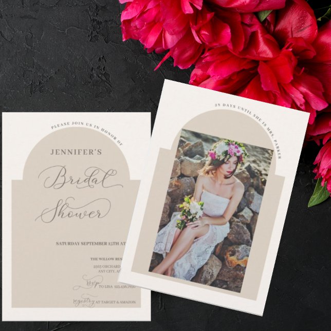 Invitation Simple Élégant Script | Photo Baby Shower de Maria (Créateur téléchargé)