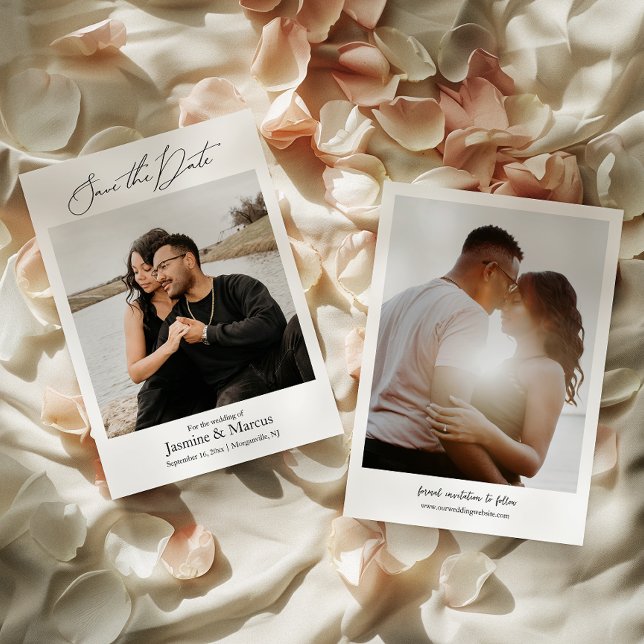 Invitation Simple élégant Script photo mariage Enregistrer la (Cherish the moment and announce your day with our captivating photo Save the Date invitation.)