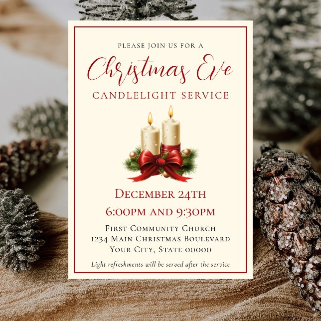 Invitation Simple Élégant Service de l'Église de Noël à Minui (Créateur téléchargé)
