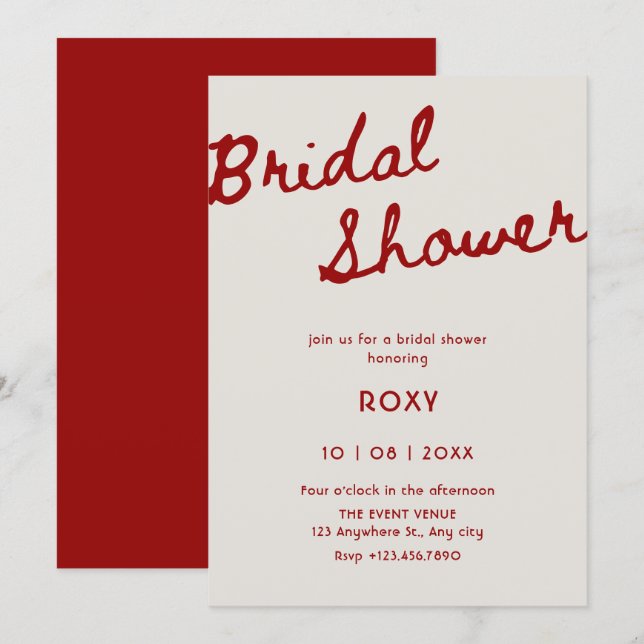 Invitation Simple élégant shower de mariage  (Devant / Derrière)
