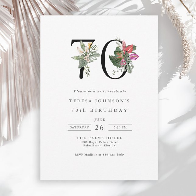 Invitation Simple élégant Tropical 70e anniversaire (Available in both printed and instant download digital formats.)