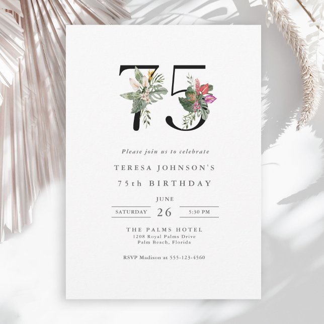 Invitation Simple élégant Tropical 75e anniversaire (Available in both printed and instant download digital formats.)