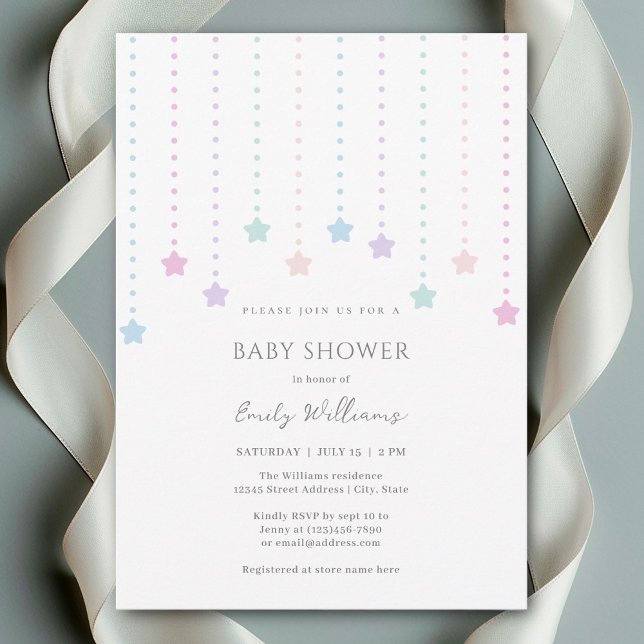 Invitation Simple Elegant Twinkle Little Stars Baby shower (Créateur téléchargé)