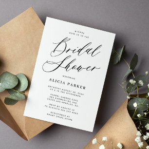 Invitation Simple élégante calligraphie script douche nuptial