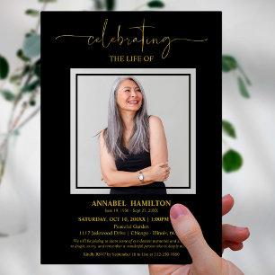 Invitation Simple élégante célébration de la vie Funéraire Ph