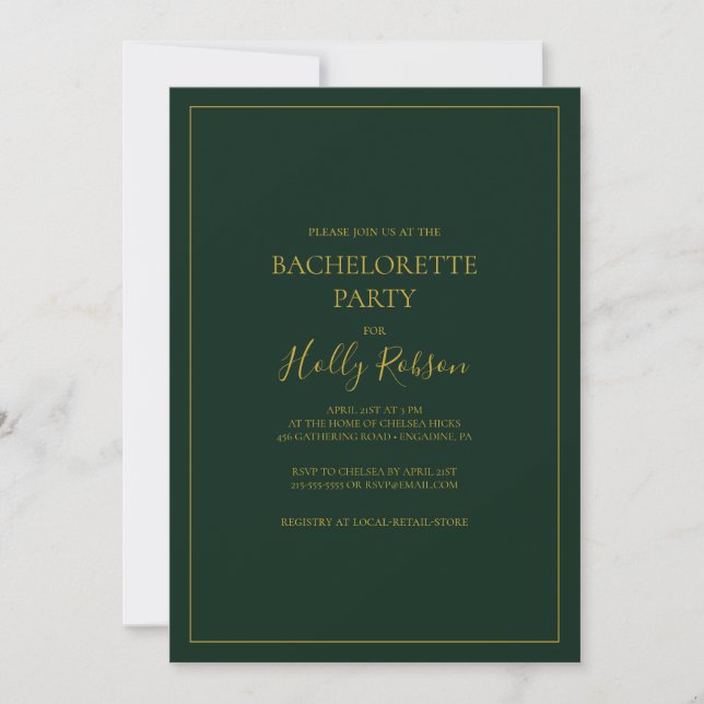 Invitation Simple élégante fête de Noël Vert Bachelorette (Devant)
