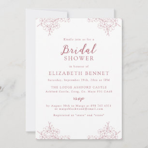 Invitation Simple Élégante Mini Cerise Rose Blossom Bridal
