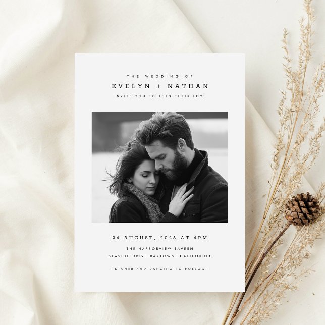 Invitation Simple Élégante Typographie QR Code Photo Mariage (Créateur téléchargé)