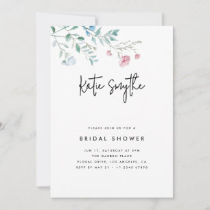 Invitation Simple Élégantes Fleurs Sauvages Baby Shower