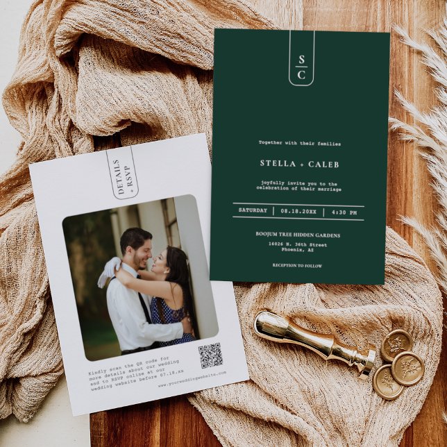 Invitation Simple Emerald Green Moderne Arc géométrique Code  (Créateur téléchargé)