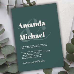 Invitation Simple Emerald Green Moderne minimaliste Mariage