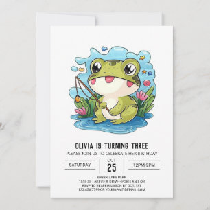 Invitation Simple enfant grenouille numérique anniversaire