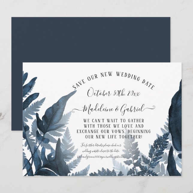 Invitation Simple Enregistrez Notre Nouvelle Date Mariage Ver (Devant / Derrière)