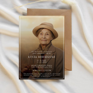 Invitation Simple espagnol Funeral Celebracion Memorial Photo