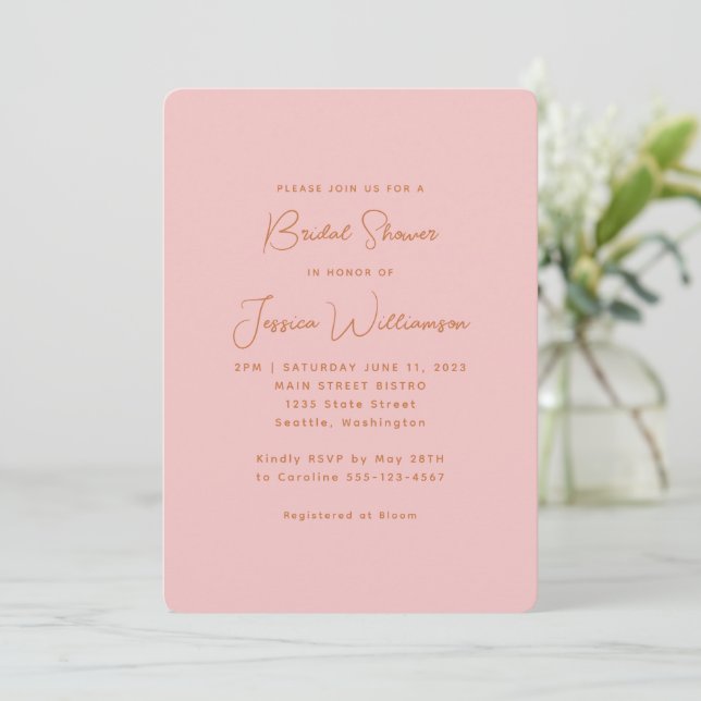 Invitation Simple esthétique moderne Pastel Fête des mariées  (Debout devant)