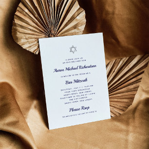 Invitation Simple et audacieux Bar bleu blanc et foncé Mitz