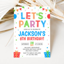 Invitation simple et colorée pour fête d'anniversa