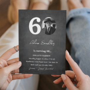 Invitation Simple et élégant 60e anniversaire fête Grey