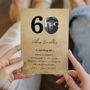 Invitation Simple et élégant 60e anniversaire fête Rustique