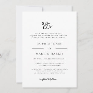 Invitation Simple et élégant, Ampersand Monogram Mariage