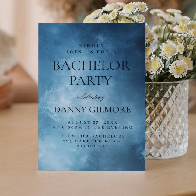 Invitation Simple et élégant Bachelor Party bleu foncé (Créateur téléchargé)