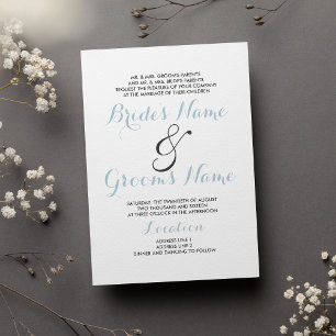 Invitation Simple et élégant blanc pastel bleu Mariage modern